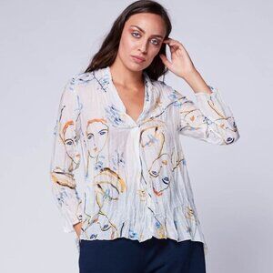 A137 BACI Overside Popover Italian SILK Face Wearable art cape blouse  *As Is*